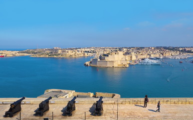 Vittoriosa (Birgu) mit Fort St. Angelo auf Malta vom 