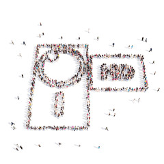 People walking in Camera . 3D rendering.