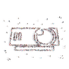 People walking in projector . 3D rendering.