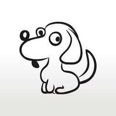 Dog child coloring outline drawing puppy