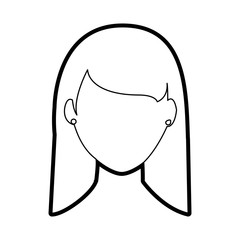 faceless woman with long straight hair icon image vector illustration design  black line