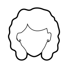 faceless woman with long curly hair icon image vector illustration design  black line