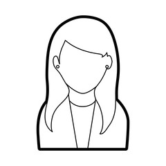faceless woman with long straight hair icon image vector illustration design  black line