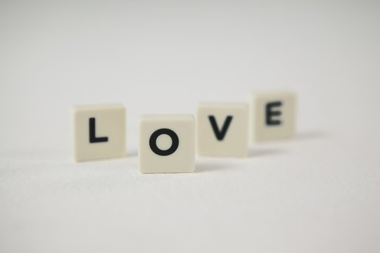 White blocks displaying love message