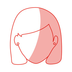 red silhouette shading faceless front view woman with short straight hair vector illustration