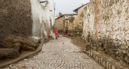 Colorful walls and cobblestones of Harar, Ethiopia