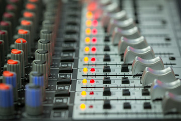 Obraz premium Mixer,Volume,Audio mixer and microphone,bright images.