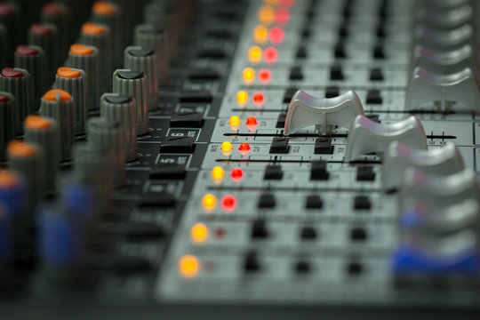 Mixer,Volume,Audio mixer and microphone,bright images.