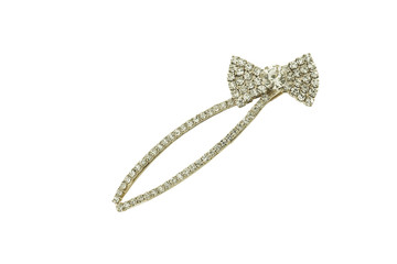 Bow with diamonds hairpin isolated on white background