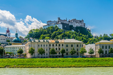 View of the festung Hohensalzburg fortress in the central Salzburg, Austria.