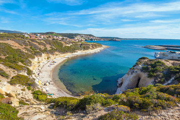 Obraz premium Limestone rock with arch, S`Archittu di Santa Caterina in Oristano Province, Sardinia, Italy
