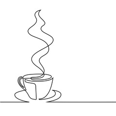 continuous line drawing of cup of coffee