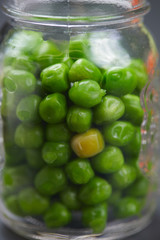 Green peas in a jar