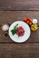 Diced beef and ingredients