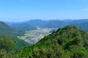 兵庫　朝来　和田山の町並み　竹田城からの眺め