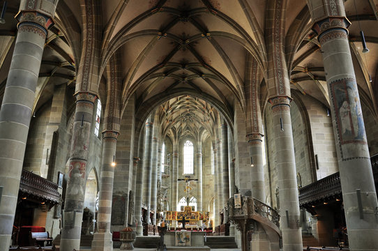 Interior of the Gothic church of St. Michael. Schwabisch Hall, Baden-Wurttemberg, Germany.