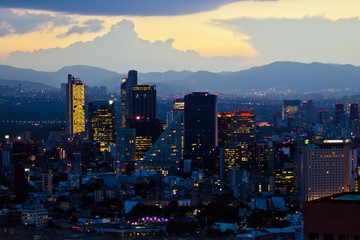 Mexico city at sunset time