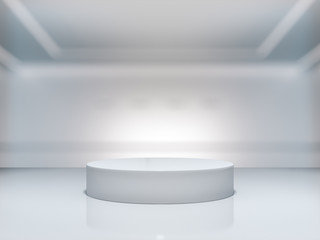 Pedestal for display,Platform for design,Blank product stand with background lab.3D rendering.
