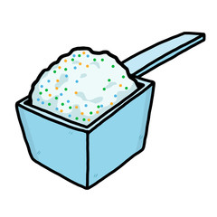 spoon of detergent  / cartoon vector and illustration, hand drawn style, isolated on white background.