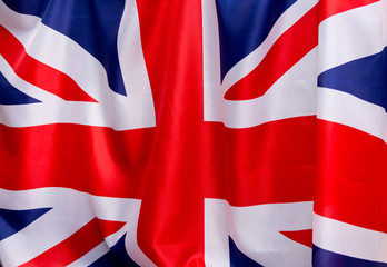 UK Flag flutters in the wind.The place to advertise, template.