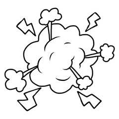 cloud and thunder bolt / cartoon vector and illustration, black and white, hand drawn, sketch style, isolated on white background.