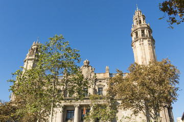 Fototapeta na wymiar The famous central Post Office building in the city of Barcelona, Spain