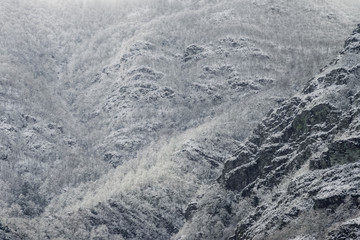 Snowy mountain slopes