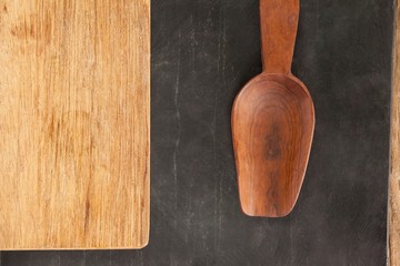 Wooden board and wooden spoon