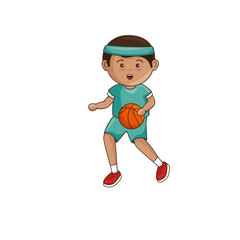 little boy athlete character vector illustration design