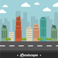 Fototapeta premium city landscape buildings icon vector illustration design