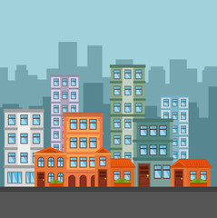 Fototapeta premium city landscape buildings icon vector illustration design