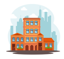 Obraz na płótnie Canvas city landscape buildings icon vector illustration design