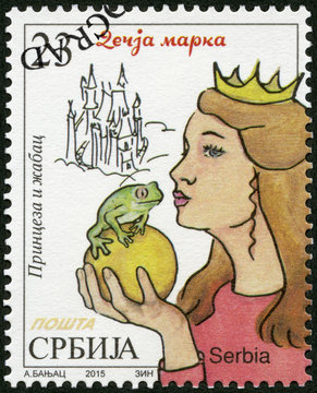 SERBIA - 2015: shows The Princess and the Frog, series Characters from children's books