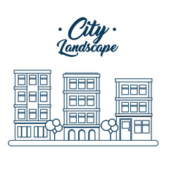 city landscape buildings icon vector illustration design