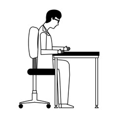 scientific man in workplace avatar icon vector illustration design