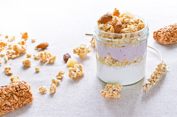 greek yogurt with fruit crunchy and muesli bars