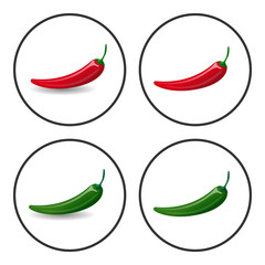 Hot Chili peppers, vector icons
