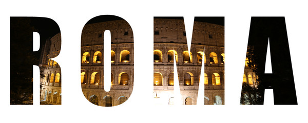 Fototapety  Rzym tekst tło z Koloseum