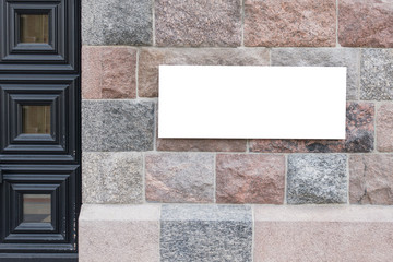 Mock up. Blank billboard outdoors, outdoor advertising, public information board on old wall.