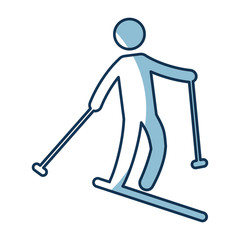 Silhouette of athlete practicing ski vector illustration design