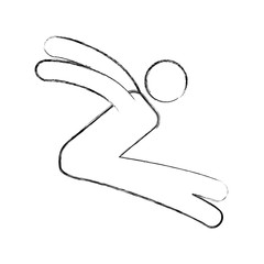 Silhouette of athlete practicing long jump vector illustration design