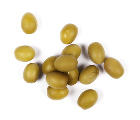 Green olives isolated on white background
