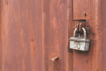 Old padlock with state quality mark of the USSR. Retro