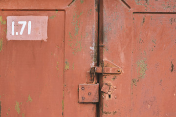 The old door locked on shutter. Set of backgrounds