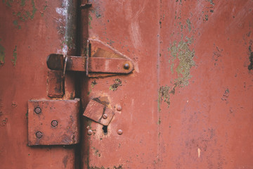 The old door locked on shutter. Set of backgrounds