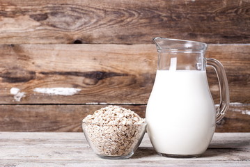 Cooking oatmeal in a measuring cup and milk