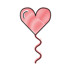 Decorative party balloon with heart shape vector illustration design