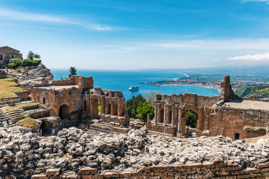 Greek Theater In Taormina, Sicily, Italy