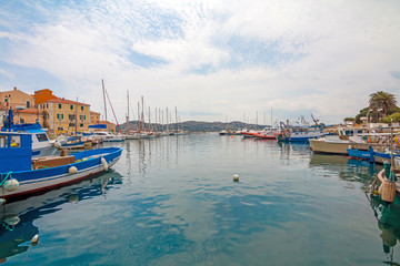 scenic harbor on the island of La Maddalena Sardinia Italy