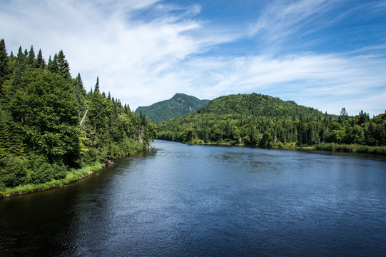 Panoramic view of Jacques Cartier River, Jacques Cartier Naional Park, Quebec